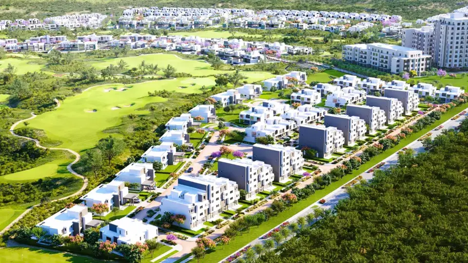 Visualisation of villa clusters beside the golf course at Eighteen Islamabad