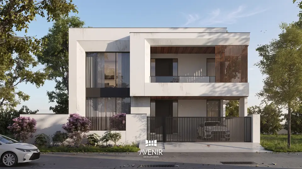 1 Kanal Modern House in DHA Islamabad (White facade elevation)