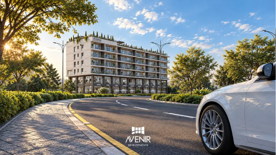 AVANA mixed-use building seen from the boulevard in Canyon Views, Emaar DHA Islamabad